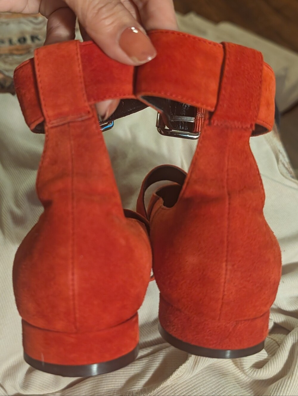 Opening Ceremony Suede Fletcher Buckle Flat Red Suede MaryJane 39 - Picture 8 of 10